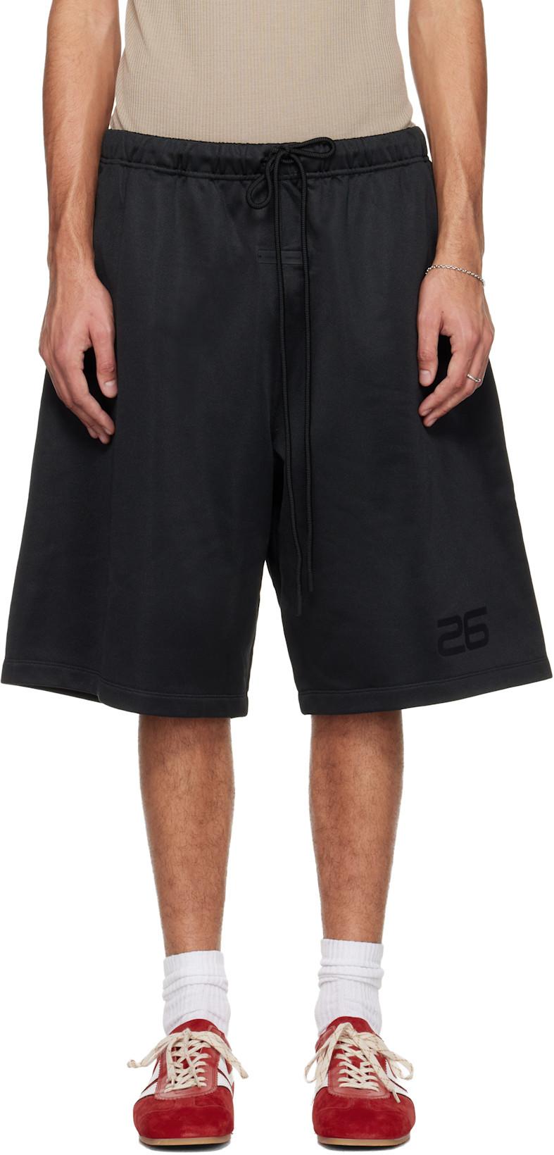 Black Holiday Satin Fleece Relaxed Shorts by FEAR OF GOD
