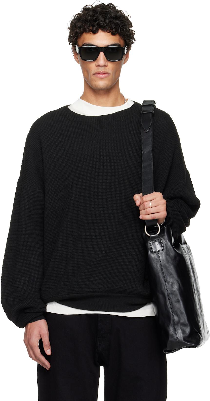 Black Holiday Waffle Crewneck 90s Sweater by FEAR OF GOD