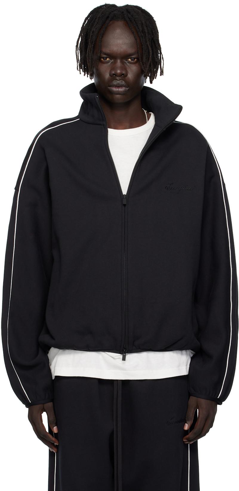 Black Modern Fit Fleece Track Jacket by FEAR OF GOD