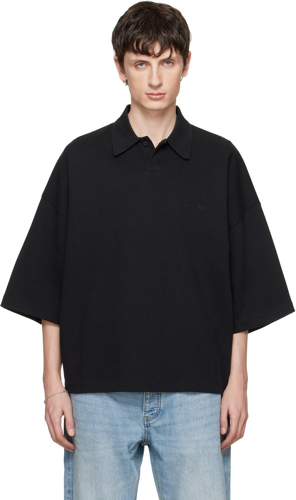 Black Signature 90s Cropped Polo by FEAR OF GOD