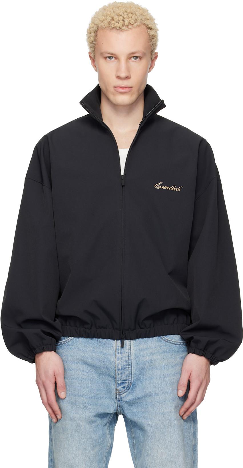 Black Signature Full Zip Track Jacket by FEAR OF GOD