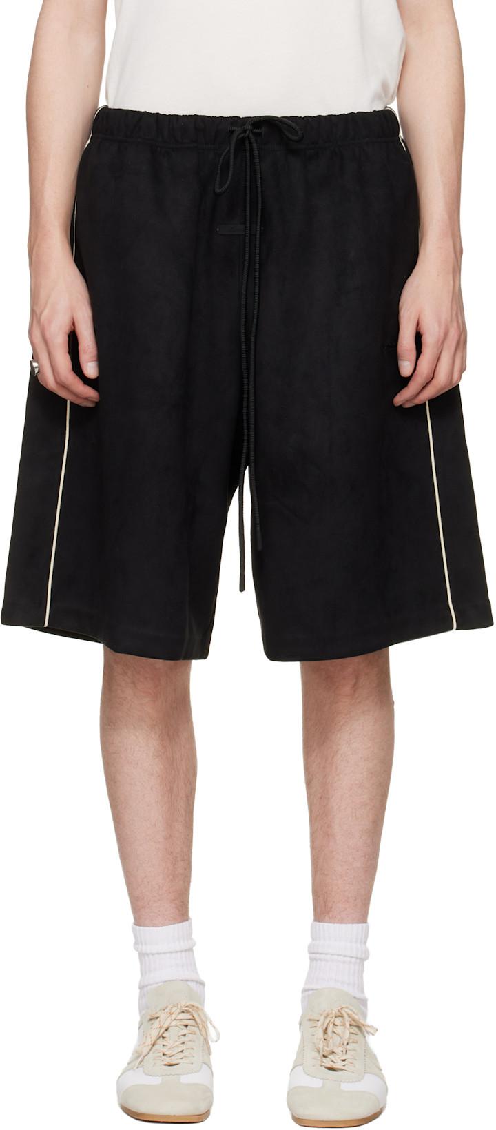 Black Signature Relaxed Faux-Suede Shorts by FEAR OF GOD