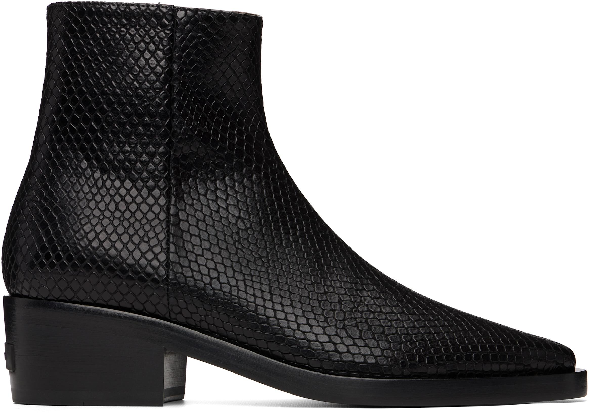 Black Snakeskin-Embossed Santa Fe Boot by FEAR OF GOD