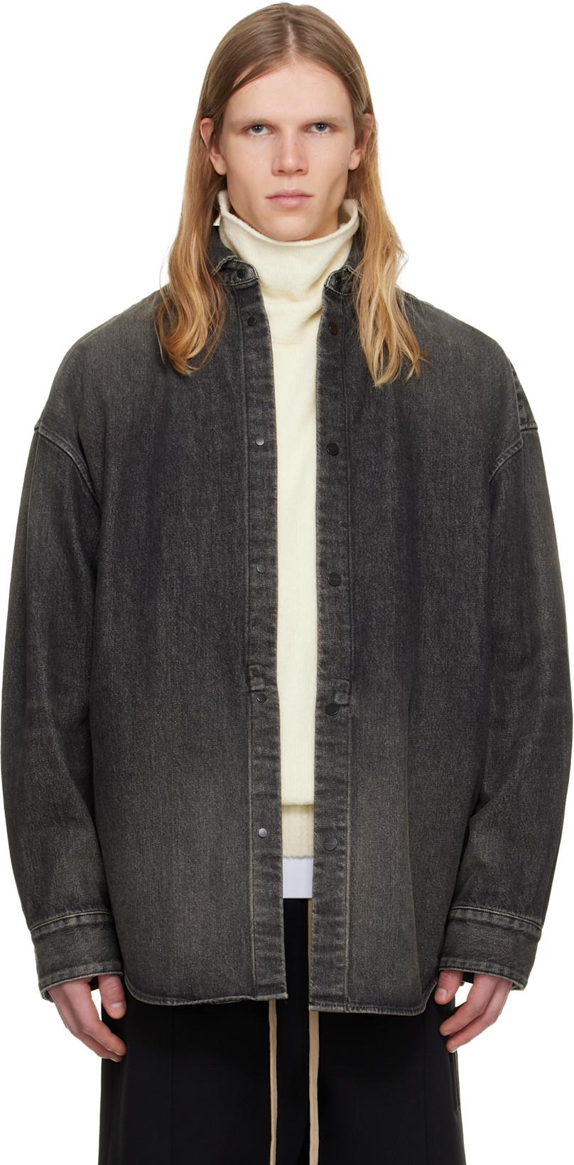 Black Snap Front Denim Overshirt by FEAR OF GOD