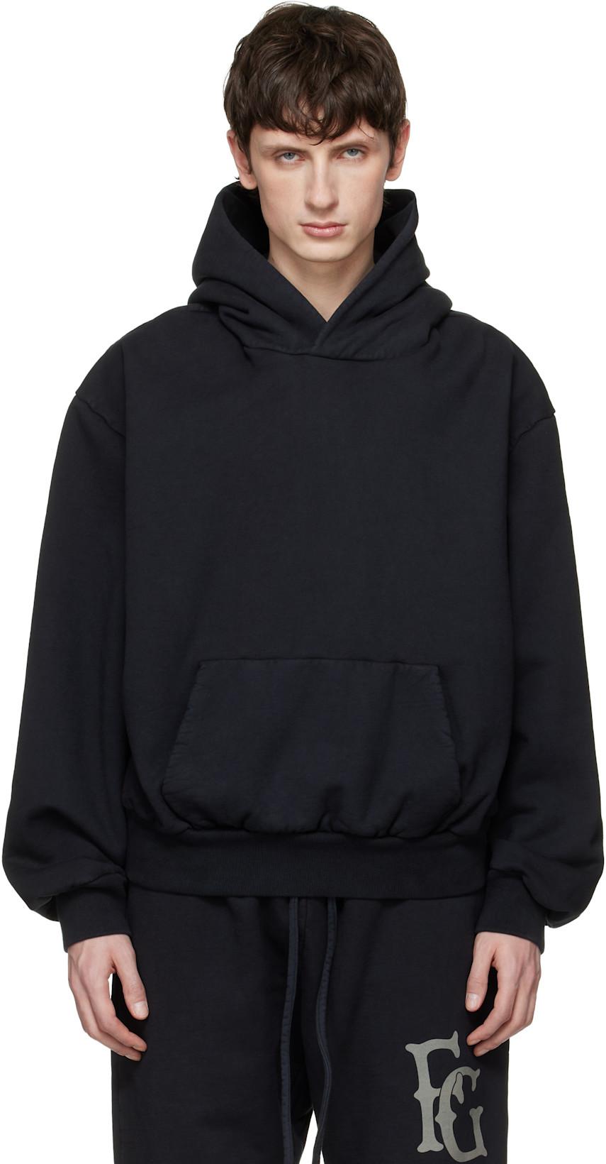 Black Sunfaded Classic Half Raglan Pocket Hoodie by FEAR OF GOD