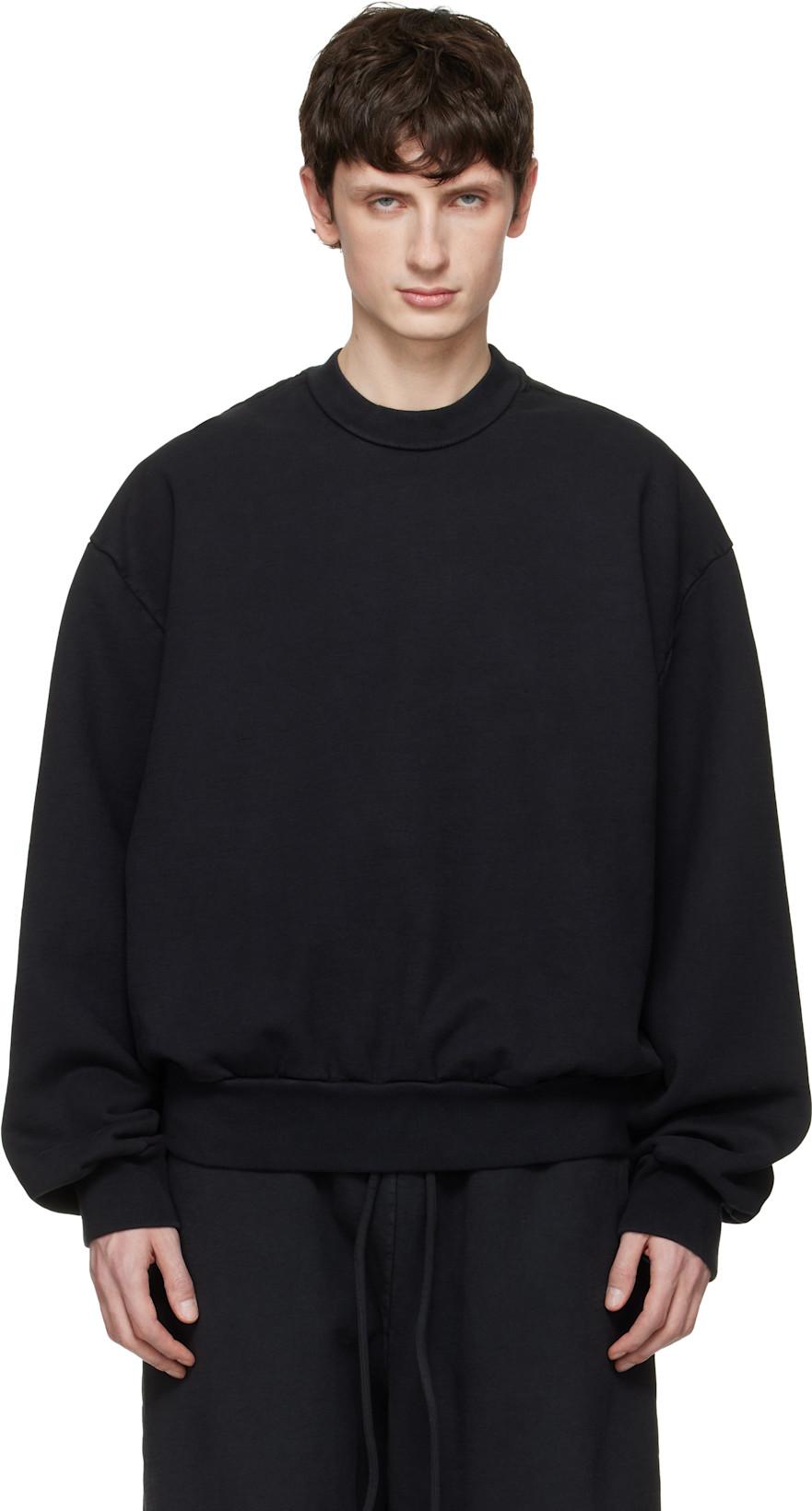 Black Sunfaded Classic Half Raglan Sweatshirt by FEAR OF GOD