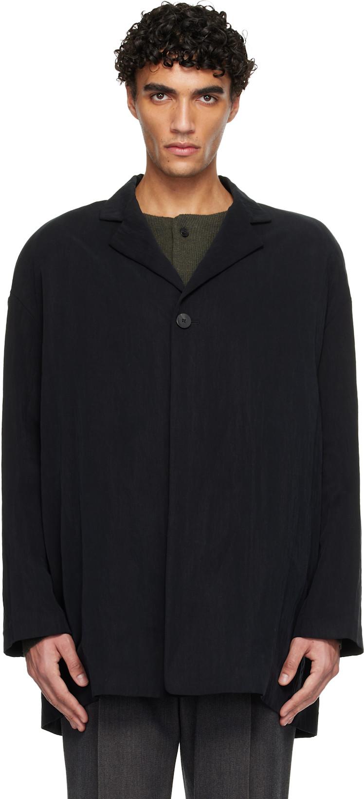 Black Tencel Nylon Unlined Relaxed Blazer by FEAR OF GOD