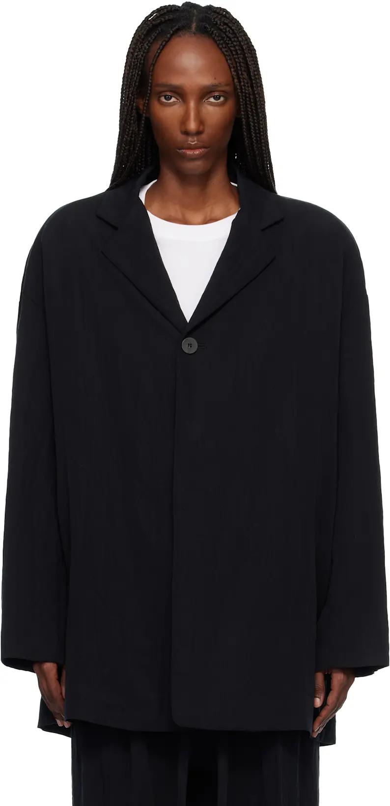Black Tencel Nylon Unlined Relaxed Blazer by FEAR OF GOD