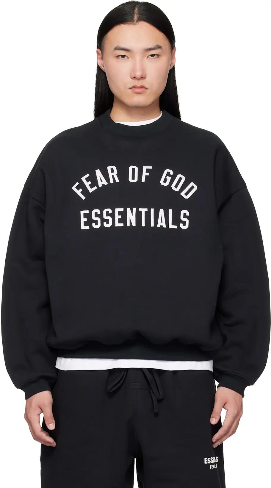 Black Varsity 90s Crewneck Sweatshirt by FEAR OF GOD