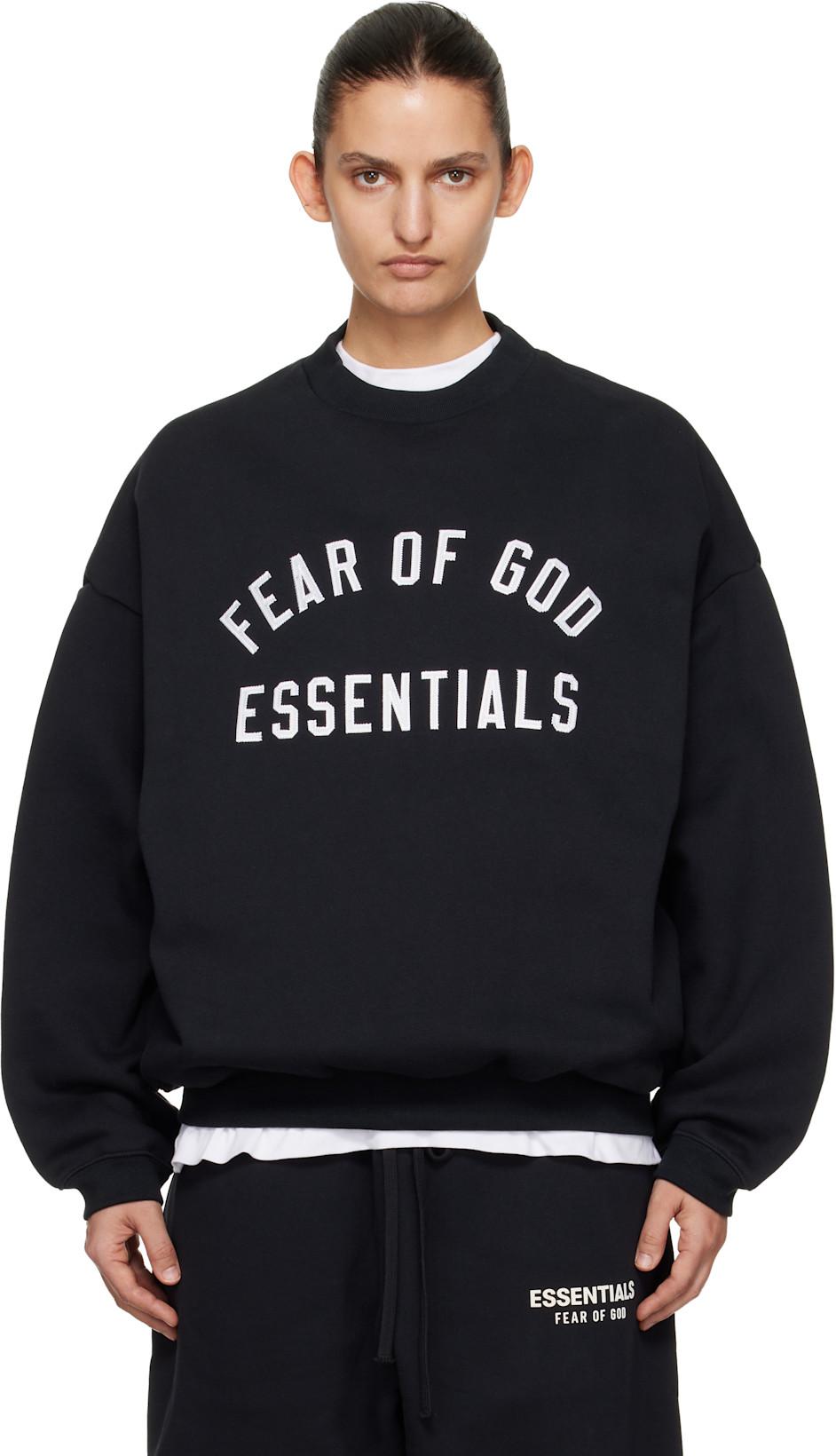Black Varsity Crewneck Sweatshirt by FEAR OF GOD