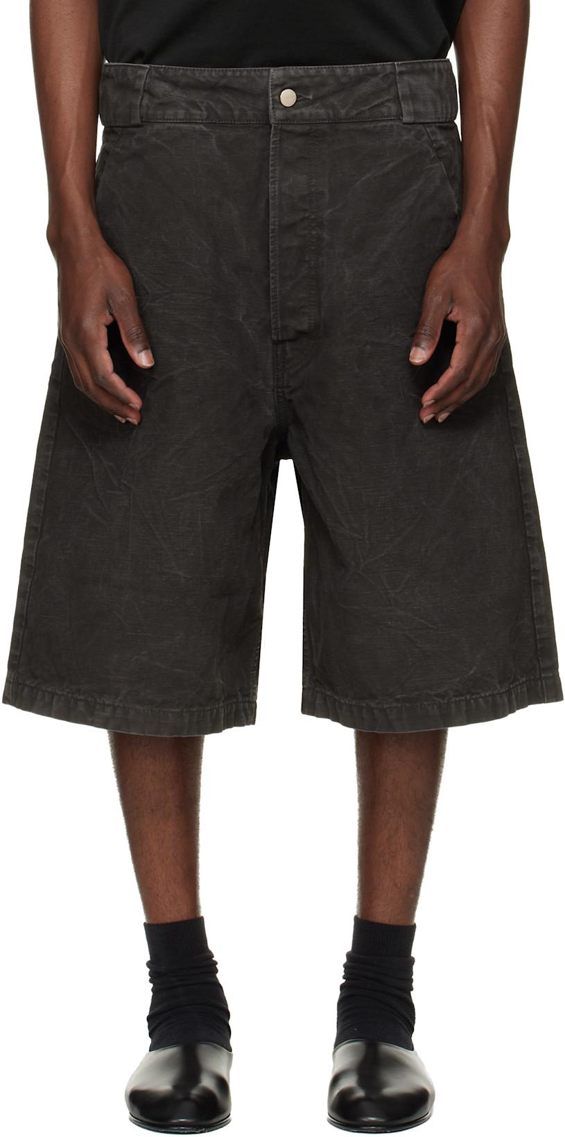 Black Washed Canvas Utility Shorts by FEAR OF GOD