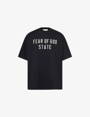 Brand-Print Relaxed-Fit Cotton-Jersey T-Shirt by FEAR OF GOD