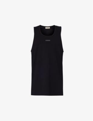 Brand-patch stretch-cotton tank top by FEAR OF GOD
