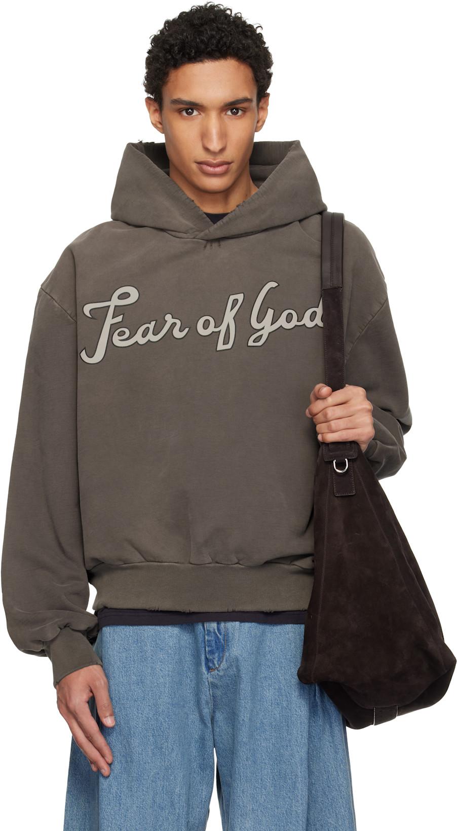 Brown '26' Classic Half Raglan Hoodie by FEAR OF GOD