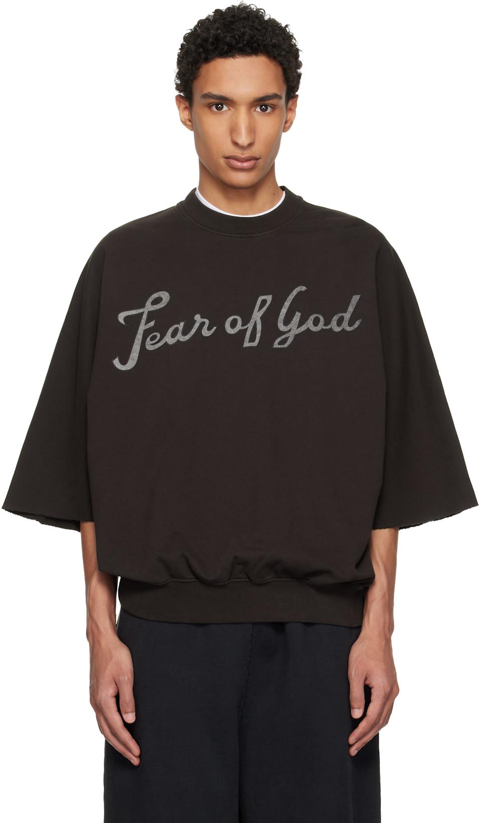 Brown '43' Cut Sleeve Sweatshirt by FEAR OF GOD