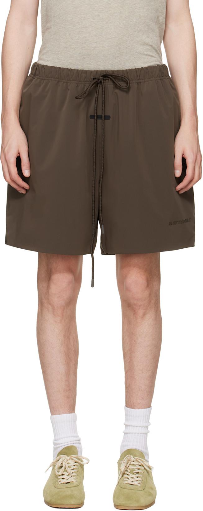 Brown Active Trace Classic Split Shorts by FEAR OF GOD