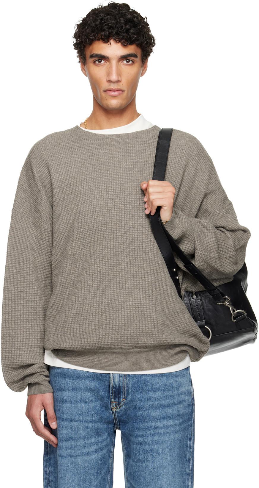 Brown Holiday Waffle Crewneck 90s Sweater by FEAR OF GOD