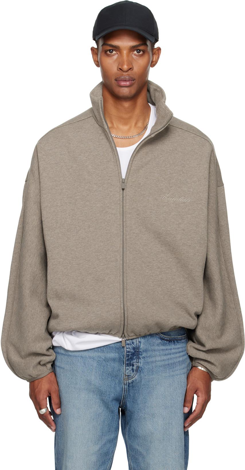 Brown Modern Fit Fleece Track Jacket by FEAR OF GOD