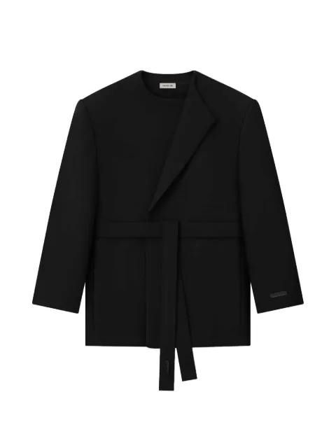 Crewneck belted wrap-design jacket by FEAR OF GOD