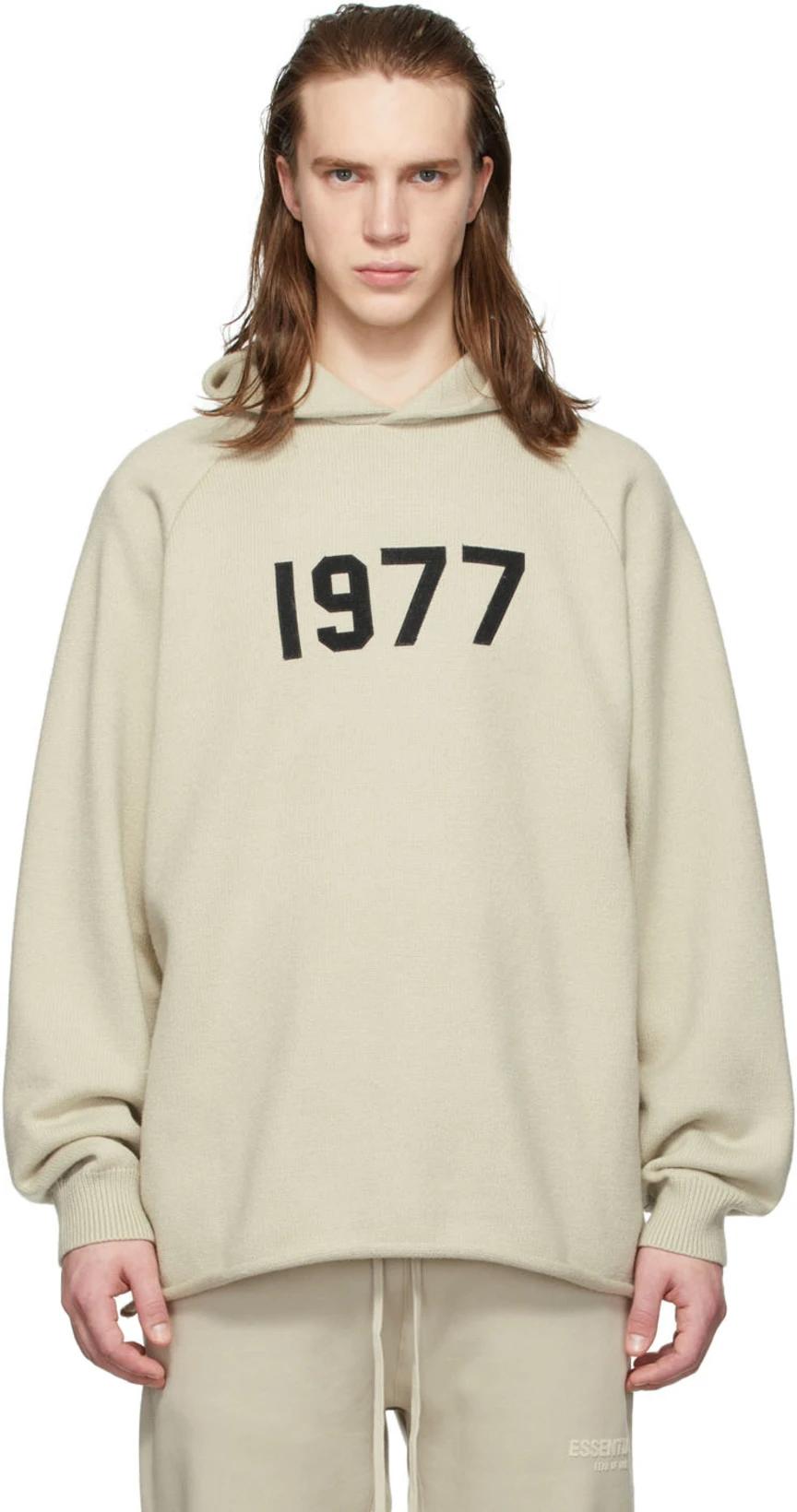 Beige Knit '1977' Hoodie by FEAR OF GOD E SS EN TI AL S