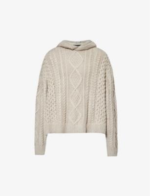 ESSENTIALS cable-knit relaxed-fit cotton-blend hoody by FEAR OF GOD