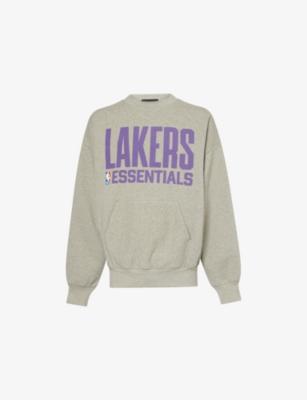 FOG x ESSENTIALS x NBA Lakers Crewneck Cotton-Blend Sweatshirt by FEAR OF GOD