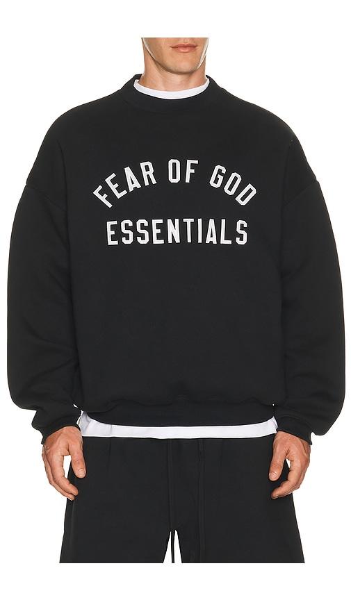 Fear of God ESSENTIALS 90'S Crewneck Sweatshirt in Black by FEAR OF GOD