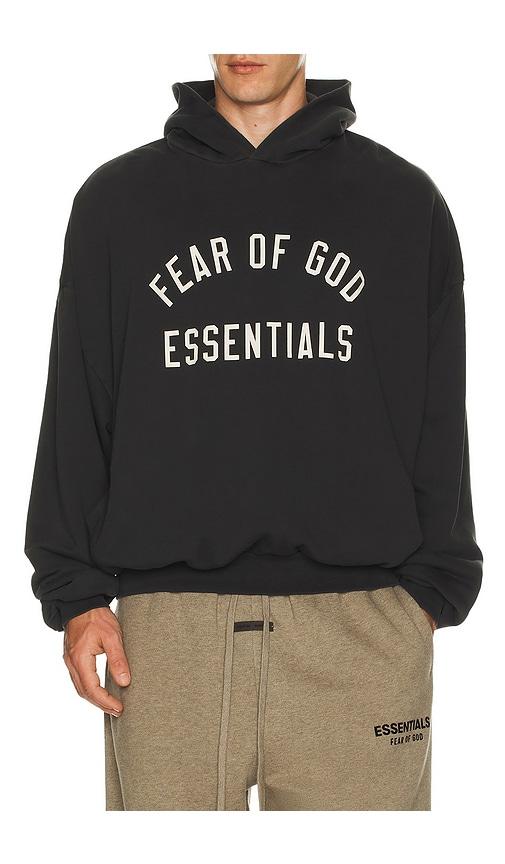 Fear of God ESSENTIALS 90'S Fit Hoodie in Black by FEAR OF GOD