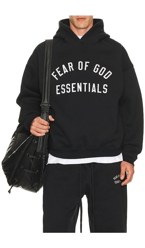 Fear of God ESSENTIALS 90'S Hoodie in Black by FEAR OF GOD