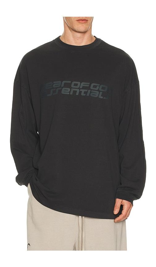 Fear of God ESSENTIALS 90'S Long Sleeve Tee in Black by FEAR OF GOD