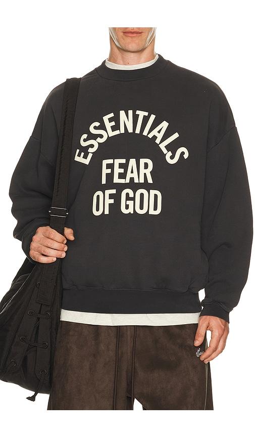 Fear of God ESSENTIALS Campus 90's Crewneck Sweatshirt in Black by FEAR OF GOD
