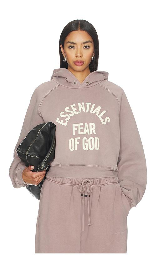 Fear of God ESSENTIALS Campus 90's Cropped Raglan Hoodie in Mauve by FEAR OF GOD