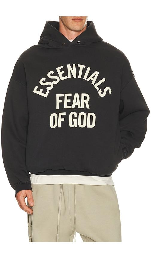 Fear of God ESSENTIALS Campus 90's Hoodie in Black by FEAR OF GOD