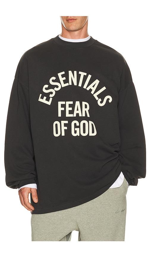 Fear of God ESSENTIALS Campus 90's Long Sleeve Tee in Black by FEAR OF GOD