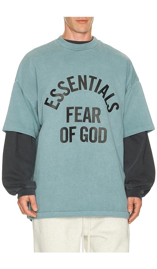 Fear of God ESSENTIALS Campus 90's Short Sleeve Tee in Blue by FEAR OF GOD