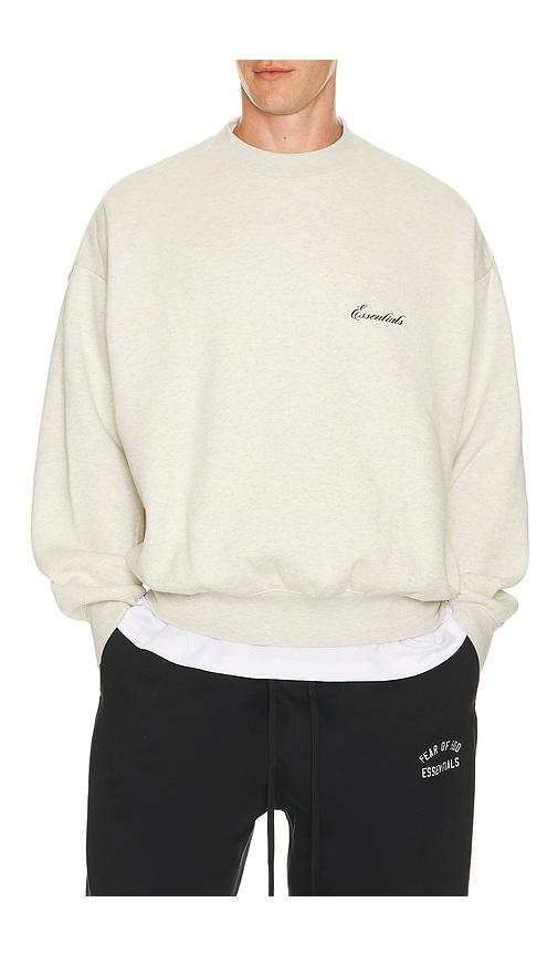 Fear of God ESSENTIALS Classic Crewneck Sweatshirt in Oatmeal Heather/Light Heather in Light Grey by FEAR OF GOD