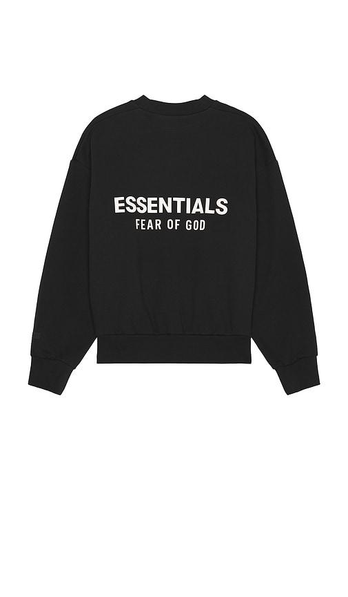 Fear of God ESSENTIALS Classic Fit Fleece Crew Neck Sweatshirt in Black by FEAR OF GOD