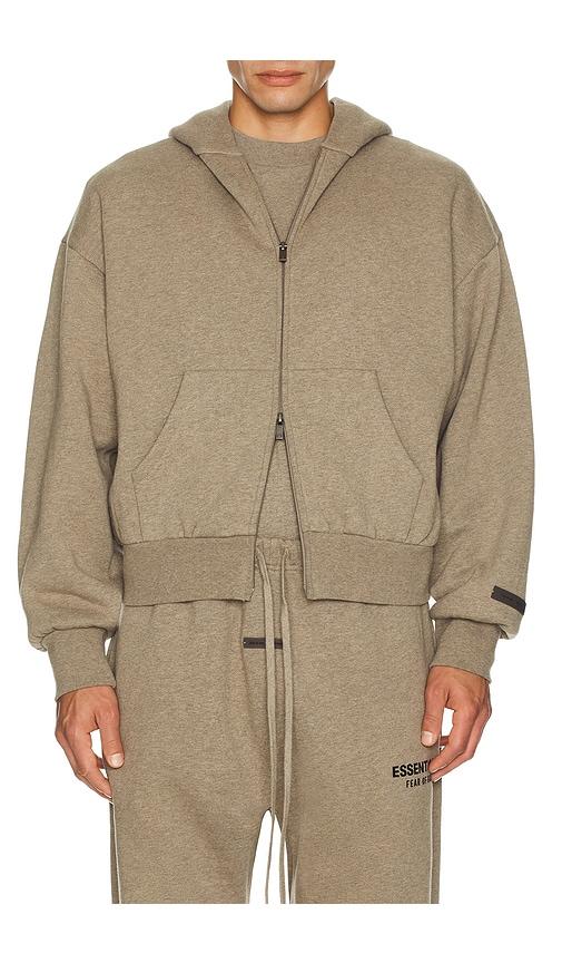Fear of God ESSENTIALS Classic Fit Fleece Zip Up Hoodie in Neutral by FEAR OF GOD