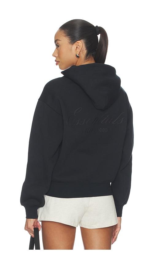 Fear of God ESSENTIALS Classic Full Zip Hoodie in Black by FEAR OF GOD