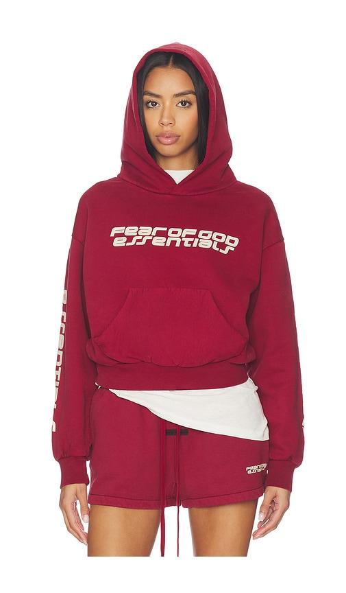 Fear of God ESSENTIALS Classic Hoodie in Red by FEAR OF GOD