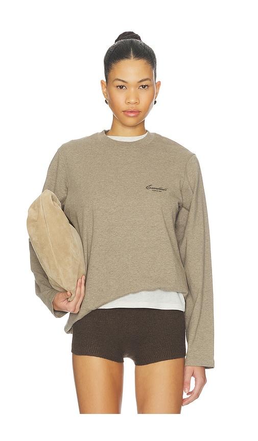 Fear of God ESSENTIALS Classic Long Sleeve Tee in Taupe by FEAR OF GOD