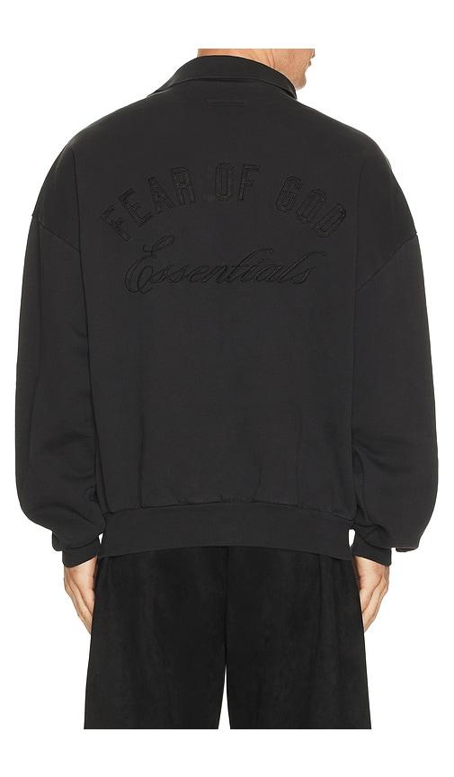 Fear of God ESSENTIALS Classic Polo Sweatshirt in Black by FEAR OF GOD