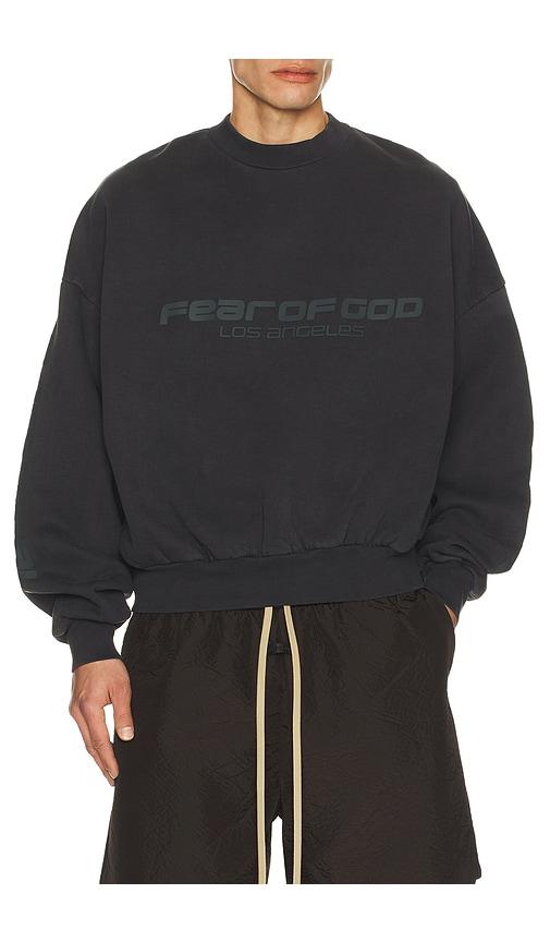 Fear of God ESSENTIALS Cropped Relaxed Sweatshirt in Black by FEAR OF GOD