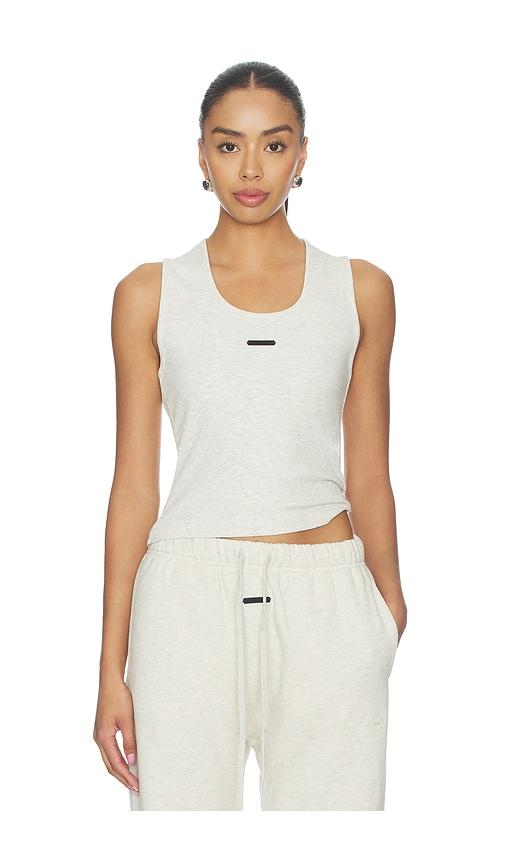 Fear of God ESSENTIALS Fitted Rib Tank in Light Grey by FEAR OF GOD