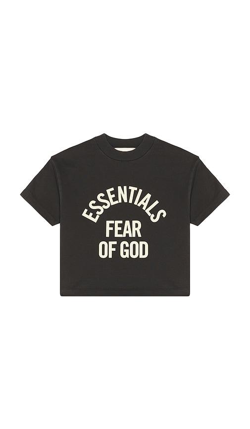 Fear of God ESSENTIALS Kids Campus 90's Short Sleeve Tee in Black by FEAR OF GOD