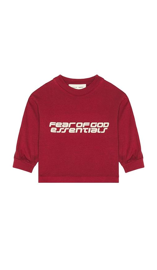 Fear of God ESSENTIALS Kids Long Sleeve Tee in Red by FEAR OF GOD