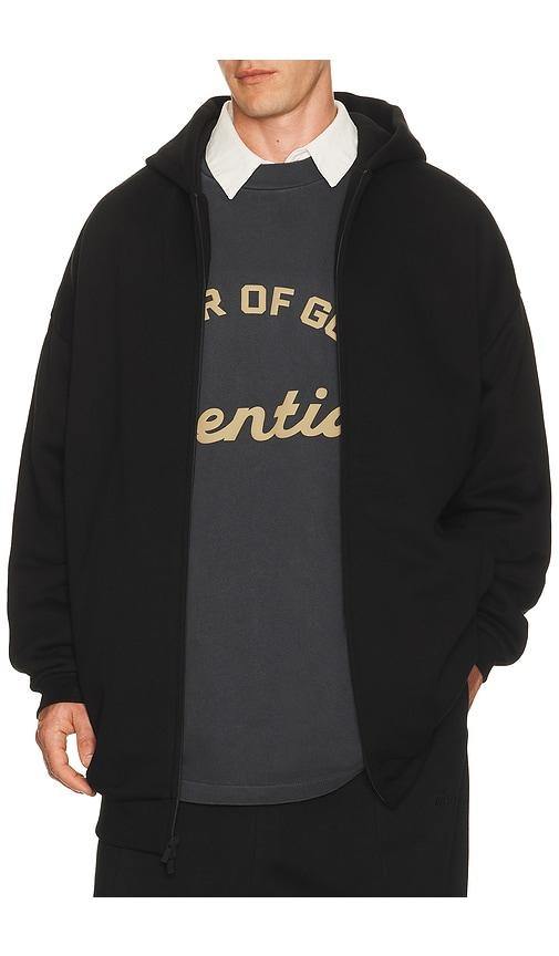 Fear of God ESSENTIALS Property Lounge Long Zip Hoodie in Black by FEAR OF GOD