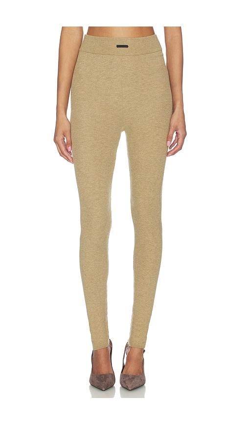 Fear of God ESSENTIALS Rib Knit Legging in Tan by FEAR OF GOD