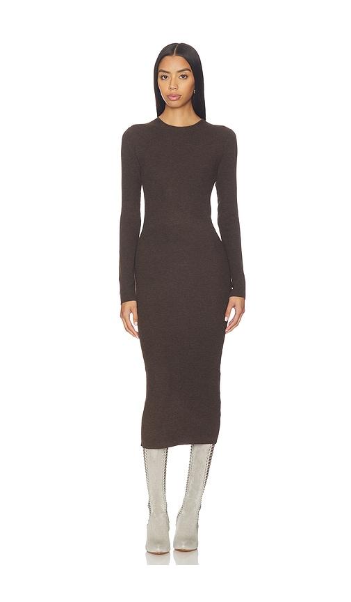 Fear of God ESSENTIALS Rib Long Sleeve Dress in Brown by FEAR OF GOD