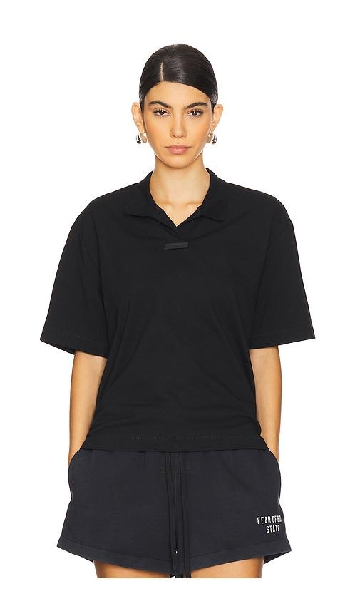 Fear of God ESSENTIALS Short Sleeve Polo Top in Black by FEAR OF GOD